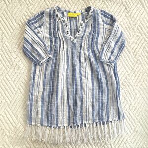Roller Rabbit Girls Blue White Stripe Tassel Tunic Cover Up Dress Size 6